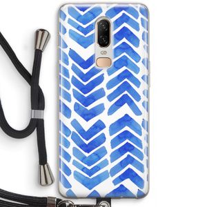 Blauwe pijlen: OnePlus 6 Transparant Hoesje met koord