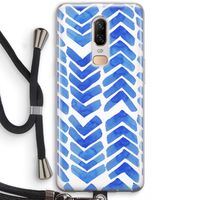 Blauwe pijlen: OnePlus 6 Transparant Hoesje met koord