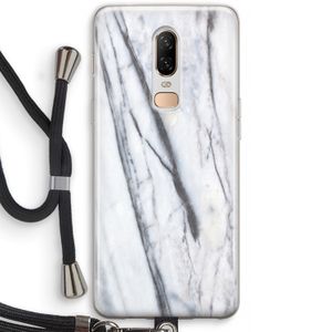 Gestreepte marmer: OnePlus 6 Transparant Hoesje met koord