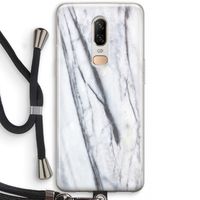 Gestreepte marmer: OnePlus 6 Transparant Hoesje met koord
