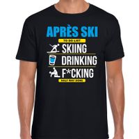 Apres ski t-shirt winterport to do list zwart heren - Wintersport shirt - Foute apres ski outfit