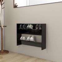 VidaXL Wandschoenenkast 80x18x60 cm bewerkt hout zwart