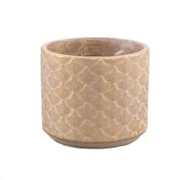 PTMD Pot Xenna goud cement palm patroon M 17 X 17 X 16 - thumbnail