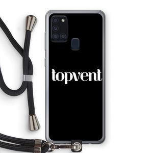 Topvent Zwart: Samsung Galaxy A21s Transparant Hoesje met koord