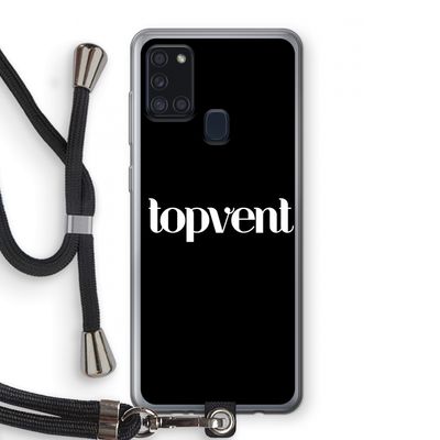 Topvent Zwart: Samsung Galaxy A21s Transparant Hoesje met koord