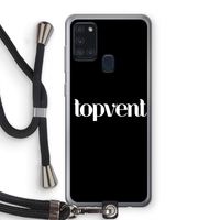 Topvent Zwart: Samsung Galaxy A21s Transparant Hoesje met koord