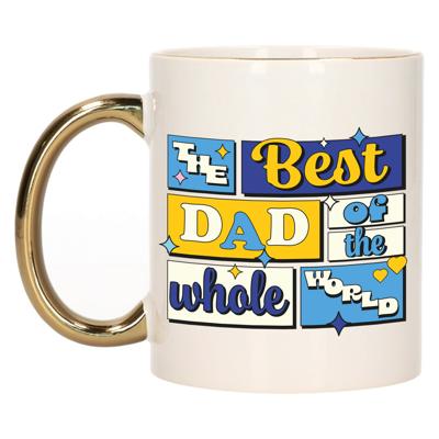 Cadeau koffie/thee mok - de beste pap - van de wereld - goud - 300 ml - keramiek