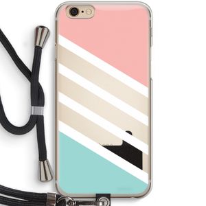 Strepen pastel: iPhone 6 / 6S Transparant Hoesje met koord