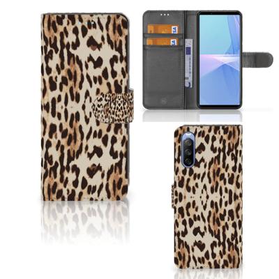 Sony Xperia 10 III | Telefoonhoesje | Met pasjeshouder | Leopard