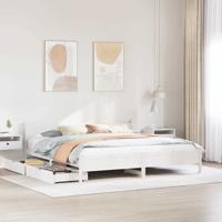 Bedframe zonder matras massief grenenhout wit 200x200 cm