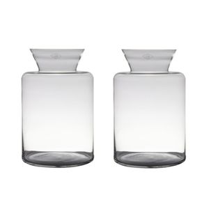 Set van 2x stuks transparante luxe grote vaas/vazen van glas 37 x 24 cm