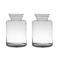 Set van 2x stuks transparante luxe grote vaas/vazen van glas 37 x 24 cm