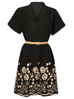 Jurk Zwart Bloemen Goud