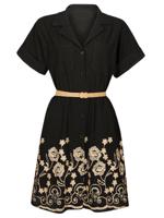 Jurk Zwart Bloemen Goud Jurk Zwart Bloemen Goud