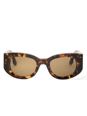 Victoria Beckham Eyewear lunettes de soleil ovales à effet écaille de tortue - Marron