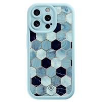 iPhone 15 Pro Max blauwe case - Blue cubes