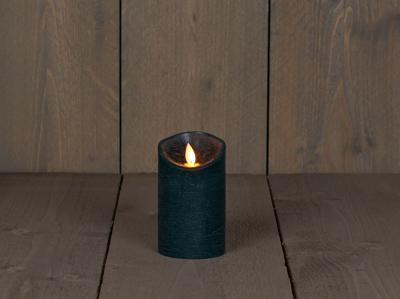 B.o.t. kaars wax rustiek bewegende vlam 7.5x12.5cm antiek groen 3xaaa/timer - Annas collection