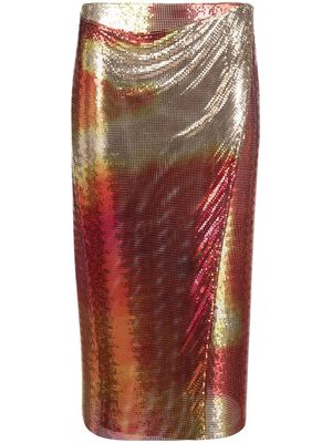 Rabanne jupe en maille métallique - Jaune
