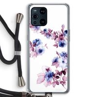 Waterverf bloemen: Oppo Find X3 Transparant Hoesje met koord