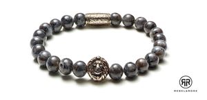 Rebel and Rose RR-8L025-S Rekarmband Beads Lion Grey Seduction 8 mm zilverkleurig-grijs L 19 cm