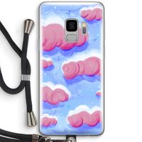Roze wolken met vogels: Samsung Galaxy S9 Transparant Hoesje met koord
