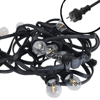 50m Arena platte LED Prikkabel - IP65 Lichtsnoer Buiten - koppelbaar - inclusief 50x E27 lampen - Incl. Stekker