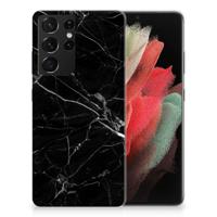 Samsung Galaxy S21 Ultra | TPU | Siliconen hoesje | Marmer Zwart - Origineel Cadeau Vader