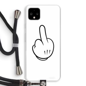 Middle finger white: Pixel 4 XL Transparant Hoesje met koord