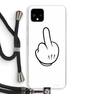 Middle finger white: Pixel 4 XL Transparant Hoesje met koord