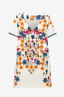 Recht model jurk met bloemen Cork - WHITE - 44