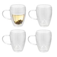 Gerimport Theeglazen Stripes - 12x - dubbelwandig - borosilicaatglas - 350 ml - H11,6 cm
