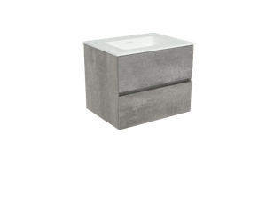 Storke Edge zwevend badkamermeubel 60 x 46 cm beton donkergrijs met Mata enkele wastafel in matte Solid Surface