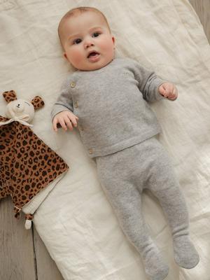 Babyset ENVIE DE FRAISE van wol en kasjmier gemêleerd grijs