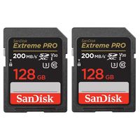SanDisk 128GB SDXC Extreme Pro UHS-I U3 V30 200MB/s geheugenkaart - Rescue Pro DL 2Y - 2-pack