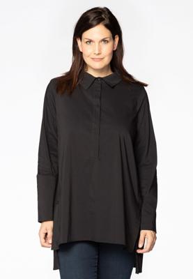Yoek Blouse buttoned side slits | Zwart | Maat 54/56