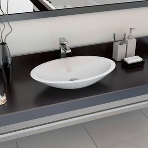 VidaXL Wastafel 59,3x35,1x10,7 cm mineraal gegoten/marmer gegoten wit