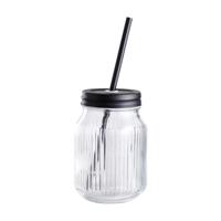 Drinkglas met deksel en rietje 450ml