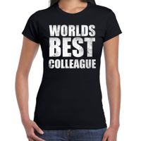 Worlds best colleague / werelds beste collega cadeau t-shirt zwart dames - thumbnail