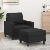 Fauteuil met voetenbank 60 cm kunstleer zwart