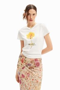 T-shirt met bloemenillustratie - WHITE - S