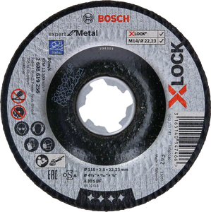 Bosch Accessoires X-LOCK Slijpschijf Expert for Metal 115x2.5x22.23mm, gebogen - 1 stuk(s) - 2608619256