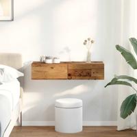 Wandschap met lades 80x33x17 cm bewerkt hout oud houtkleurig