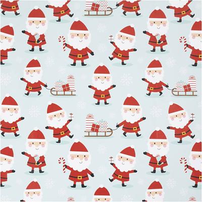 Creativ Company Inpakpapier, kerstman met slee, b: 50 cm, 80 gr, mint groen, 100 m/ 1 rol