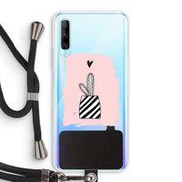 Zwart-wit cactus: Huawei P Smart Pro Transparant Hoesje met koord