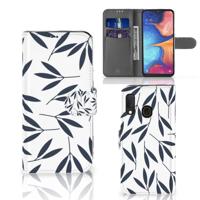 Samsung Galaxy A20e Hoesje Leaves Blue