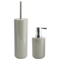 Toiletborstel in houder 38 cm/zeeppompje set Moods - kunststof - beige