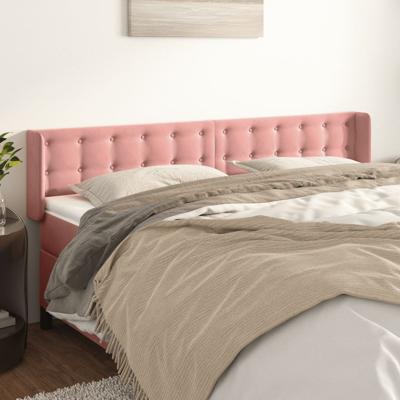 Hoofdbord met randen 163x16x78/88 cm fluweel roze