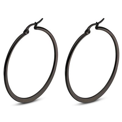 Hoop Oorringen Cilla Jewels Edelstaal Zwart-60mm
