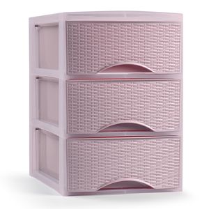 Ladeblokje/bureau organizer met 3x lades - roze - L18 x B25 x H25 cm - plastic