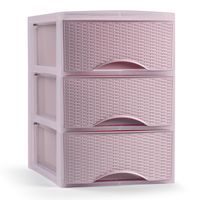 Ladeblokje/bureau organizer met 3x lades - roze - L18 x B25 x H25 cm - plastic - thumbnail